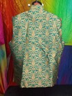 Men   s Teal Green Gold Brocade Nehru Vest Waistcoat Large Xl 44 46 Indian Wedding