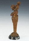 Antique Grand Tour Bronze Herm Pan   Cupid Marble Plinth Artist Signed Barsotti