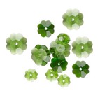 12 Light   Dark Emerald Green Margarita Flower Glass Bead Mix Of Graduated Sizes