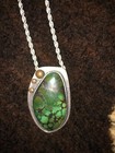 Huge Navajo  Old Pawn  Tommy Wolf Artist 43 Gram Turquoise And Sterling Pendant 
