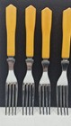 Vintage Butterscotch Bakelite  6  Dinner Forks Flatware Set Retro Chrome Plate