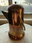 Vintage Copper   Brass Coffee Tea Pot With Swing Handle Made In Korea 9 5  Tall