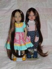 Monique Custom Made  3  Doll Wigs Sz 7 8 Very Long Hair Black  Brown  Strawberry