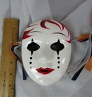 Vtg Mardi Gras Hand Painted Ceramic Face Masks White Multicolor Lot Of 3 L