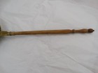 Antique Brass Bed Warmer 19th C  Decorated Turned Maple Handle Engraved Lid