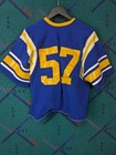 Vintage Cropped Game Worn Durene Football Jersey Blue Yellow And White Size 48