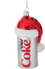 Kurt Adler Cc4163 Glass Diet Coke Can Ornament With Santa Hat  4 5 