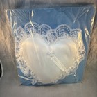 Vintage Heart Shaped Satin Wedding Ring Bearer Pillow Lace Trim