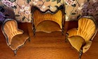 Dollhouse Miniature Vintage Bespaq Carved 3 Pc Parlor Set Gold Velvet 1 12 Scale