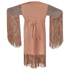 New Women s Cow Suede Leather Native Long Wedding Dress Maxi With Beaded Fringes