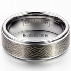 8mm Mens Tungsten Carbide Ring Laser Celtic Knot Polish Edge Wedding Band 8-12
