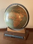 1944 Replogle 12    Inch Standard Globe With Rand Mcnally Atlas Wood Bookshelf