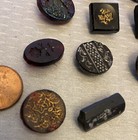 Antique Victorian Luster Glass Button Lot 16 Oval Cranberry Dog Square Black