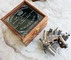 4    Antique Brass Working Maritime Sextant With Wooden Box Decor Item Gift