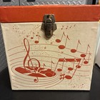 1961 Amfile Platter-pak Record Carrying Case Orange Amberg File W dividers 45rpm