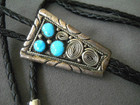 Southwestern Native American Navajo Sky-blue Turquoise Sterling Silver Bolo Tie
