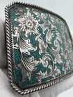 Vintage Turquoise   Sterling Silver Belt Buckle Western Style