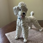 Vintage Breyer Mcm White Porcelain Poodle Blue Collar Dog 12  Tall