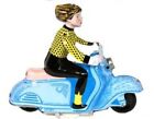 Tin Toy Scooter Girl Windup Tin Toy - Girl On Scooter - Scooter - Blue