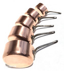 Vintage French Copper Pan Set Of 5 Faucogney France Tin Lining 7 7lbs Gift Idea