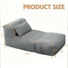 Big Bean Bag Lounger Sofa With Pillow  Large Bean Bag Chairs For Adults  Grey