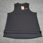 Nike Tank Top Men Large Black Dri Fit Miler Running Sleeveless Reflective Swoosh