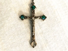 Beautiful Vtg  Rosary Sterling Crucifix   Medal  Faceted Crystal Beads  26   