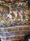 Antique Silk Brocade Temple Woven Tapestry Table Cover coverlet Moroccan Rare