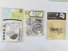 Lot Of 28 Clear Stamps  1 Stampaliner Acrylic Block  christmas  Birthday  Summer