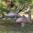 Set Of 2 Koi Fish Decor Outdoor Statue Sculpture Garden Pond Fishes Yard Art Ant