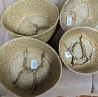 4 X Seagrass Planter Storage Basket Baskets Tote Storage Belly Pot 
