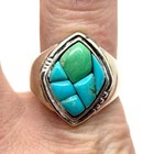 Vintage Sterling Silver Carolyn Pollack Relios Turquoise Ring Band Size 12 5
