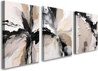 3 Piece Wall Art Framed Canvas Wall Art Modern Abstract Neutral Black White B   