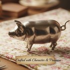 Antique-inspired Pig  Tape Measure  Vintage Brass Metal Retractable Pig7566
