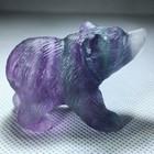 2  Hand Carved Rainbow Fluorite Bear Natural Stone Quartz Crystal Healing Decor