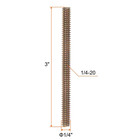 12pcs Color Zinc Fully All Threaded Rod 1 4 -20  3  Length  Carbon Steel Thread 