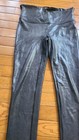 Spanx Women s Size Large Faux Black Leather Leggings Pants Stretch Feminine