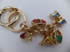Coach Letters Key Chain Ring Bag Purse Charm Bling W Dangling Sparkle Logo Gold