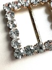 Vintage 1950 s Large Rhinestone Glass Prong Set  Dress Belt Buckle Square 2 x2 