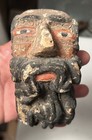 Antique 18th Century Carved Polychrome Wood Miniature Guerrero Mask Bearded Man