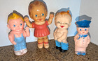 Vtg Rempel Mfg  Rubber Squeak Toy Sun Rubber Lot Of 4 Usa Policeman  n3 