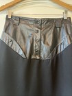 Vintage Lined Black Leather   Wool Blend Fringe Western Country Cowgirl Skirt S
