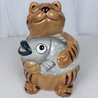 Vintage 1990s Heathcliff Orange Tabby Cat Ckao Cookie Jar     10  With Big Fish