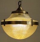 Antique Vintage Art Deco Brass   Glass Ship Ceiling Fixture Hanging Light Lamp