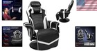 White 900 Ergonomic Gaming Recliner   lumbar Support  Swivel    Reclining Features