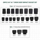 3 4  Dr Cr-mo Impact Socket Set 27 Pcs 21 Mm To 65 Mm Shallow Socket Set