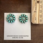 Native American Navajo Indian Cluster Post Green Turquoise Earrings Zuni E