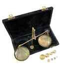 Antique Brass Jewelry Scale With Velvet Box Goldsmith Weight Balance  100 Gram 