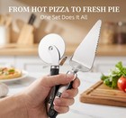 Paxnok Pizza Cutter And Pie Server Set     Stainless Steel Wheel Black