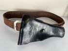 Vintage Pistol Holster Black Leather U s  Marked 1942 Antique Scabbard W  Belt